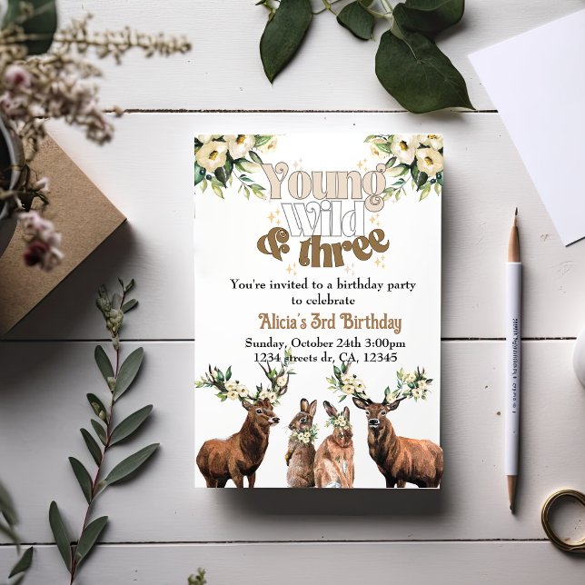 Convite Jovem selvagem e três festas de aniversário (Criador carregado)