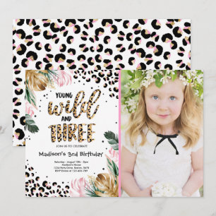Convite Jovem Selvagem E Três Leopardo Selvagem Imprime A