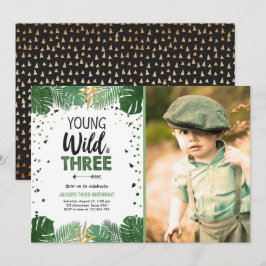 Convite Jovem Selvagem e Três Rapaz Safari Tropical Aniver