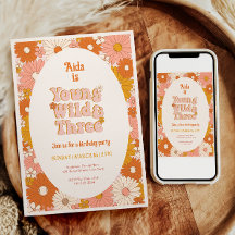 Jovem Selvagem e Três Retro Daisy aniversário de 3