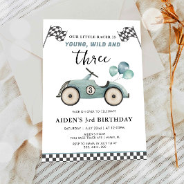 Convite Jovem Wild e Três Rapazes Carro Race Aniversário