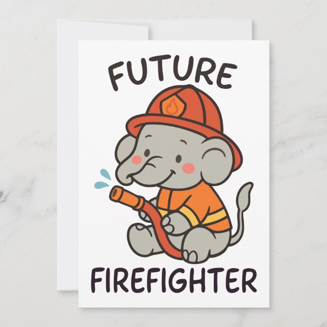 Convite Jovens Futuros Bombeiros de Elefante Bonito se div (Frente)