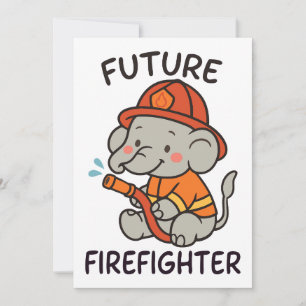 Convite Jovens Futuros Bombeiros de Elefante Bonito se div