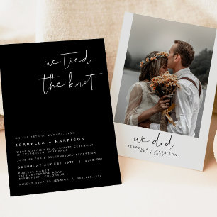 Convite JOVI Black Modern Edgy Photo Elopement Receptor