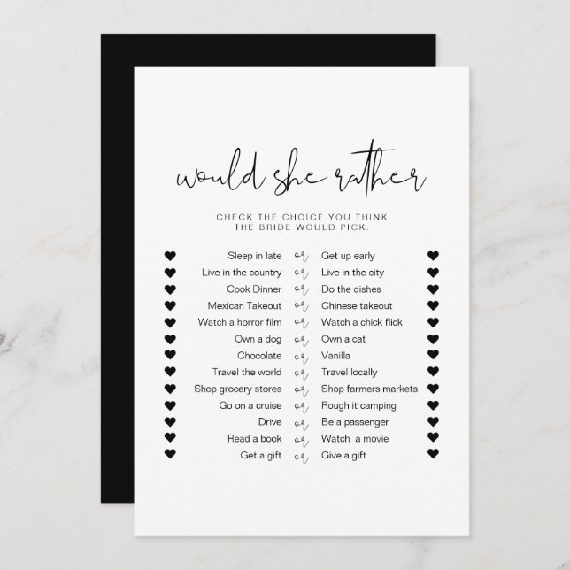 Convite JOVI Black Modern Ela Preferencialmente Jogo de Br (Frente/Verso)