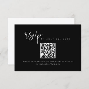 Convite JOVI Edgy Black and White QR Code Wedding RSVP
