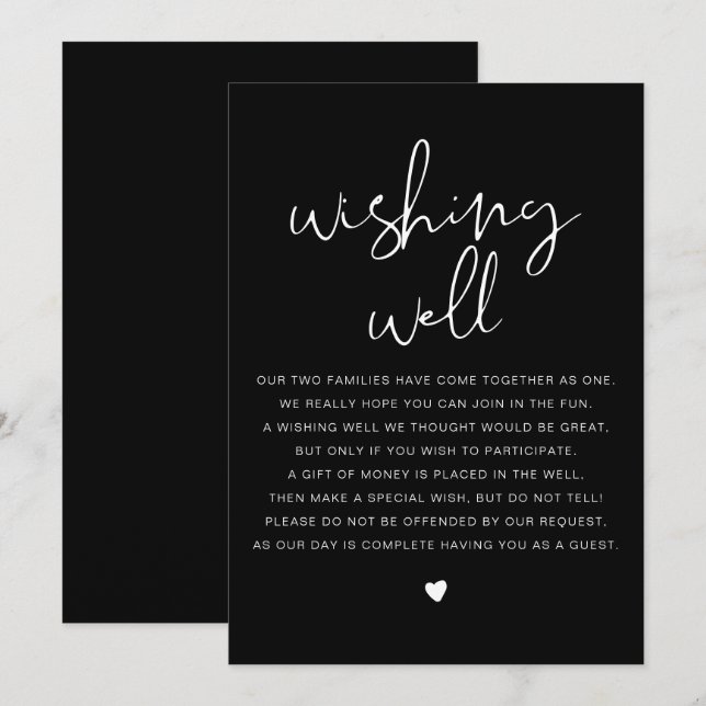 Convite JOVI Modern Black Edgy Wishing Good Sign (Frente/Verso)