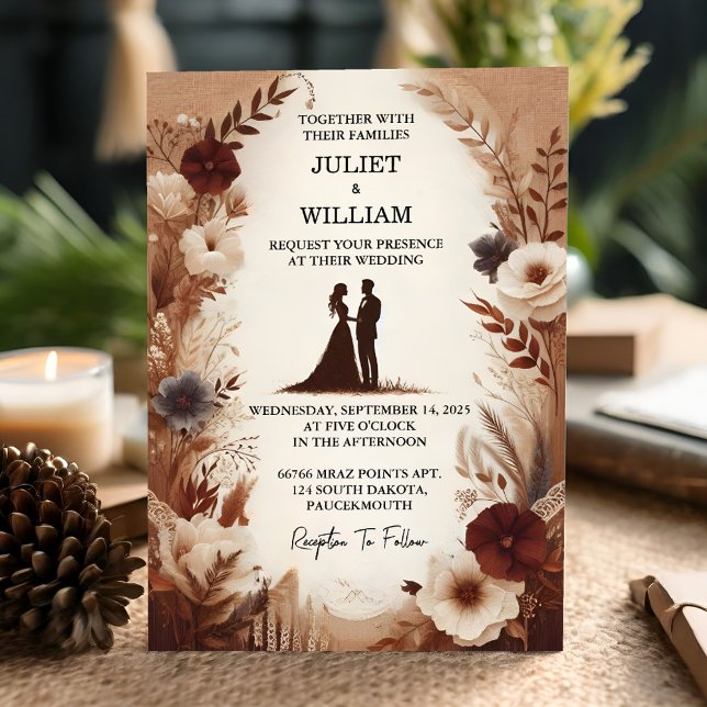 Convite Joy Brown Fall Wood Paperie Reciclado Casamento (Criador carregado)