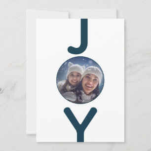 Convite Joy Christmas foto white blue trendcard