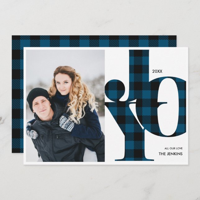 Convite Joy | Feriado de Xadrez de Buffalo Azul (Frente/Verso)