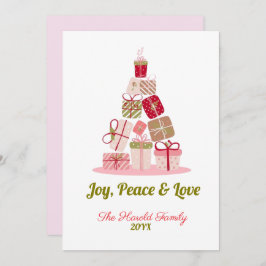 Convite Joy Peace e Love Christmas Tree Card