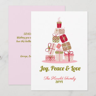 Convite Joy Peace e Love Christmas Tree Card