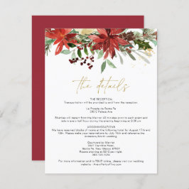 Convite JOY Red Winter Poinsettia Floral Details Card
