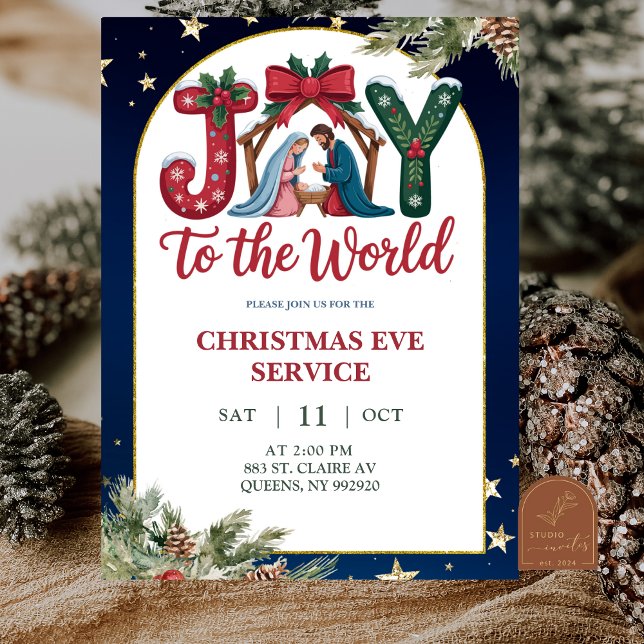 Convite Joy to the World Christmas Church Service (Criador carregado)