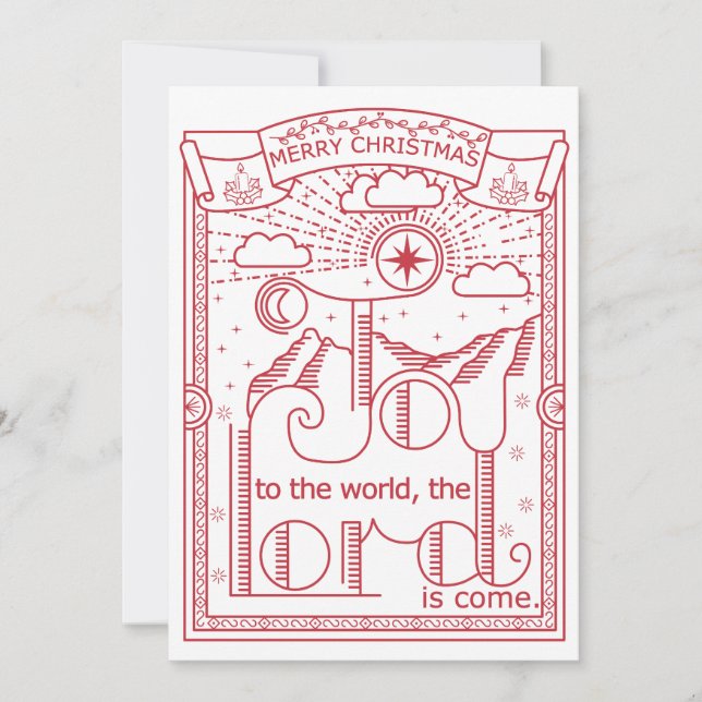 Convite Joy To The World Christmas Festive Advent (Frente)