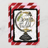 Joy to the World Global Holiday Pink & Red Stripes