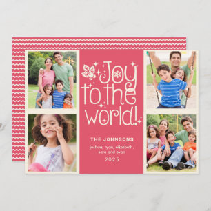 Convite Joy to the World Multi Photo Christmas Card (Joy p
