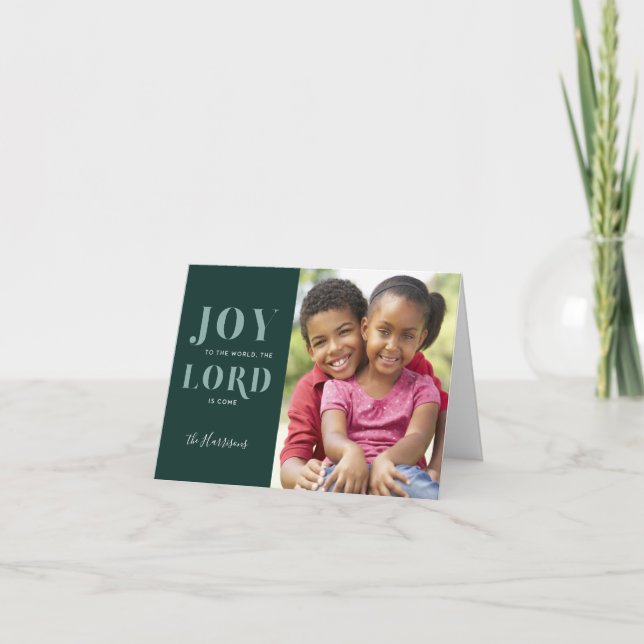 Convite Joy to the World One-Photo Christmas Card (Joy par (Frente)