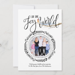 Convite JOY To THE WORLD PHOTO Modern Festivo Robin Xmas