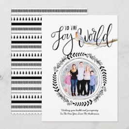 Convite JOY To THE WORLD PHOTO Modern Festivo Robin Xmas
