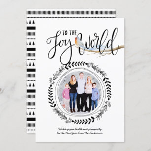 Convite JOY To THE WORLD PHOTO Modern Festivo Robin Xmas