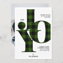 Joy Typografia Xadrez Verde Buffalo Feriado