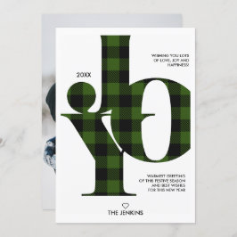 Convite Joy Typografia Xadrez Verde Buffalo Feriado