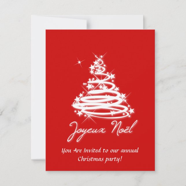 Convite Joyeux Noël com árvore de Natal (Frente)