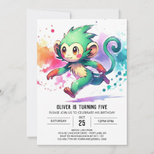 Convite Joyful Bohemian Monkey Birthday