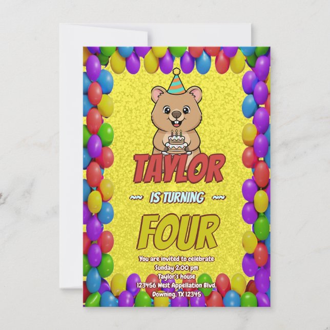 Convite Joyful Capybara Birthday Invite (Frente)