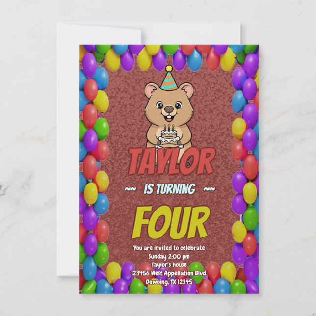 Convite Joyful Capybara Birthday Invite (Frente)