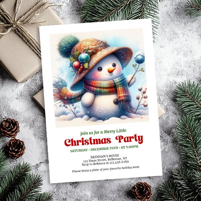 Convite Joyful Christmas snowman invite kids party digital (Joyful Christmas snowman invite kids party editable

)