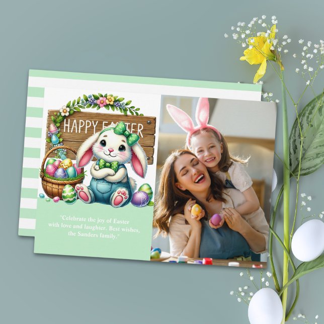 Convite "Joyful Easter! Cute Rabbit and Family Photo" (Criador carregado)