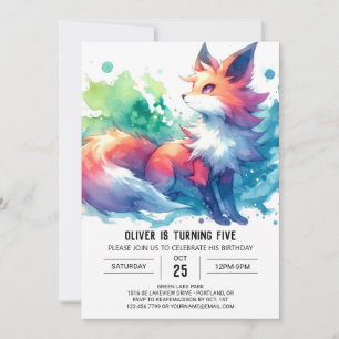 Convite Joyful Elegant Fox Birthday