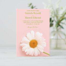 Convite Joyful Elegant Nature White Daisy Weding