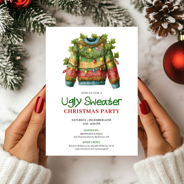 Convite Joyful Funny Ugly Sweater Christmas Invite (Joyful Funny Ugly Sweater Christmas Invite)
