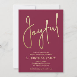 Convite JOYFUL Gold Faux Foil on Cranberry Christmas Party