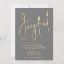 Convite JOYFUL Gold Faux Foil on Green Christmas Party