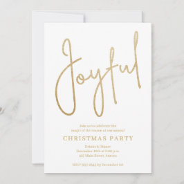 Convite JOYFUL Gold Faux Foil on White Christmas Party