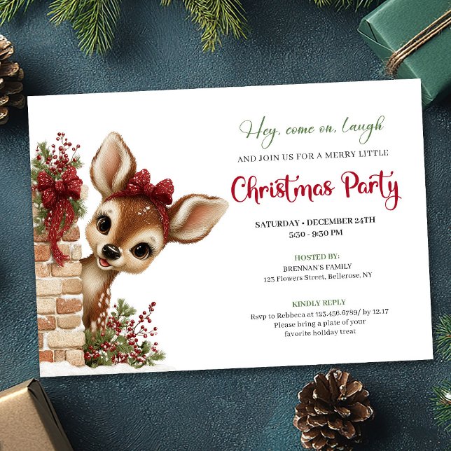Convite Joyful peeking reindeer instant download invite (Joyful peeking reindeer instant download invite)