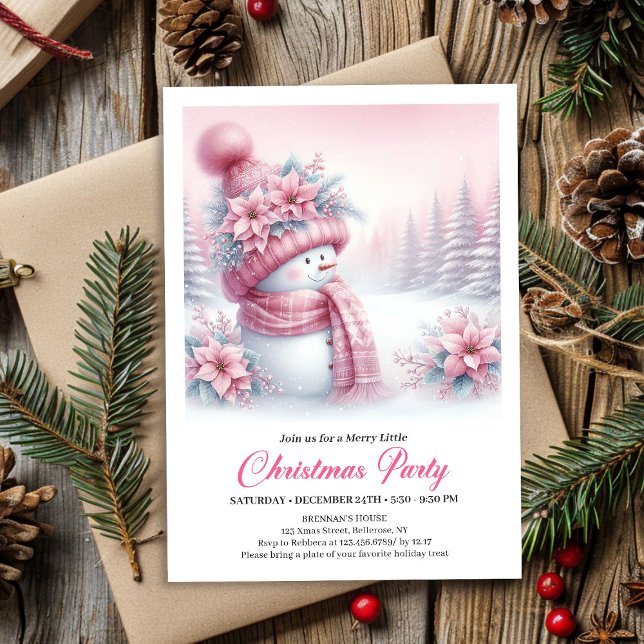 Convite Joyful Pink Snowman Kids Download Christmas Invite (Joyful Pink Snowman Kids Download Christmas Invitation

)