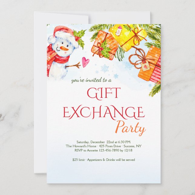 Convite Joyful Snowman (Frente)