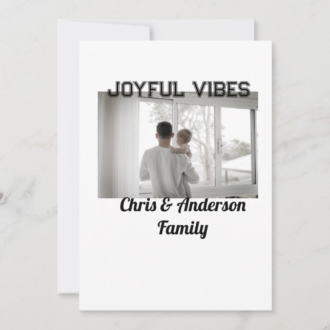 Convite Joyful Vibes pai filho da família Natal p (Frente)