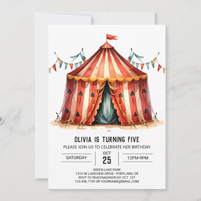 Convite Joyly Editable Circus Aniversário (Frente)