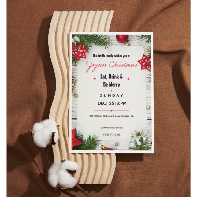 Convite Joyous Christmas Minimalist Invitation | Modern  (Criador carregado)