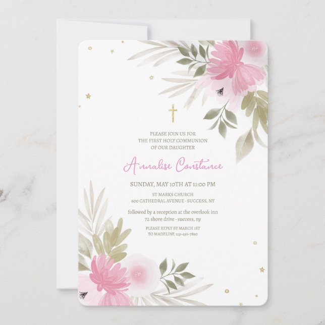 Convite Joyous Floral Religious Invitation (Frente)