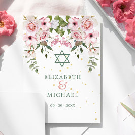 Convite Judeu de Folhagem Floral de Chuppah