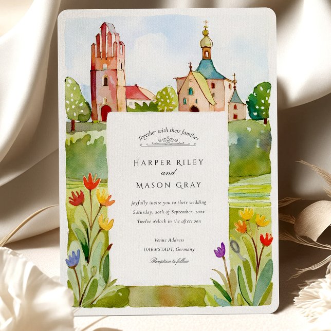 Convite Jugendstil Mathildenhöhe Darmstadt Watercolor (Criador carregado)