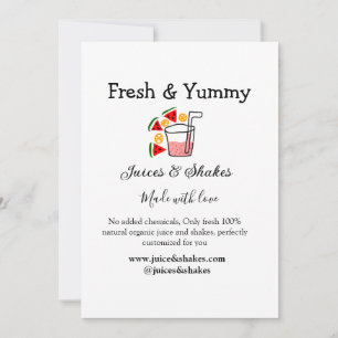 Convite Juices e shakes website de negócios de restaurante