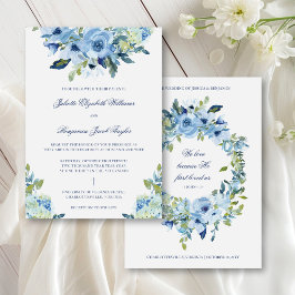 Convite Juliette Dusty Blue Floral Casamento Cristão